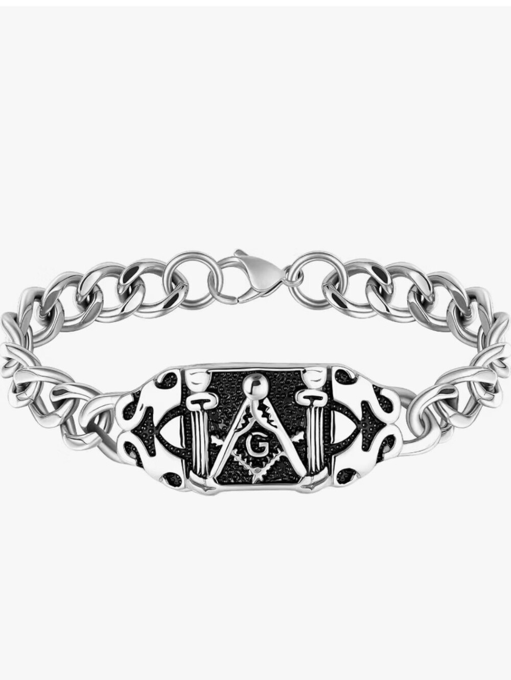 Masonic Emblem Cuban Chain Bracelet - Stainless Steel